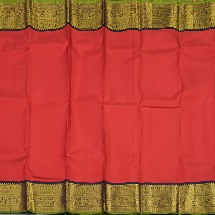 Hayagrivas Handloom Red Kanjivaram Silk Saree with Nagapazham Shade Border KBD2094C2-3