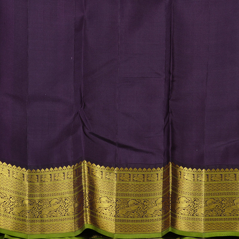 Hayagrivas Sea Blue Handloom Kanjivaram Silk Saree with Dark Purple Border KBD2094C2-4