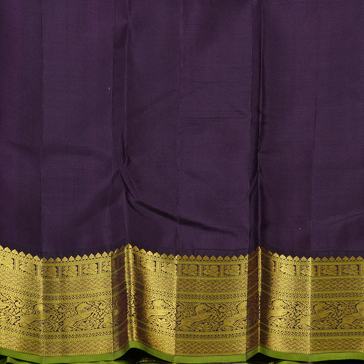 Hayagrivas Sea Blue Handloom Kanjivaram Silk Saree with Dark Purple Border KBD2094C2-4