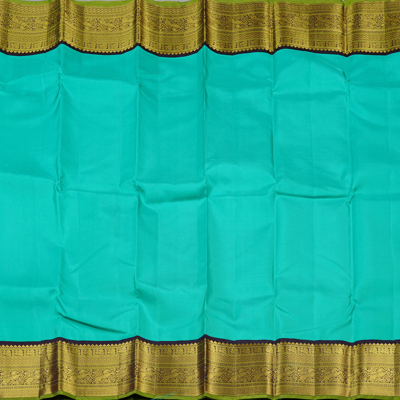 Hayagrivas Sea Blue Handloom Kanjivaram Silk Saree with Dark Purple Border KBD2094C2-4