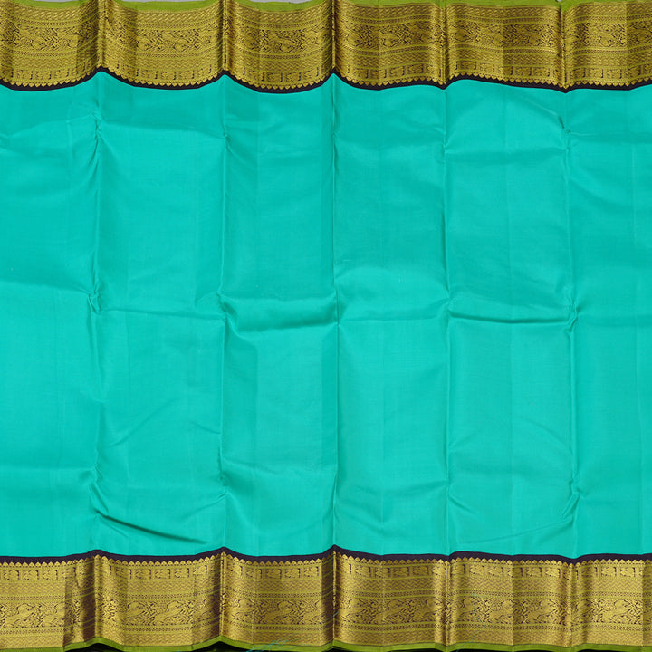 Hayagrivas Sea Blue Handloom Kanjivaram Silk Saree with Dark Purple Border KBD2094C2-4