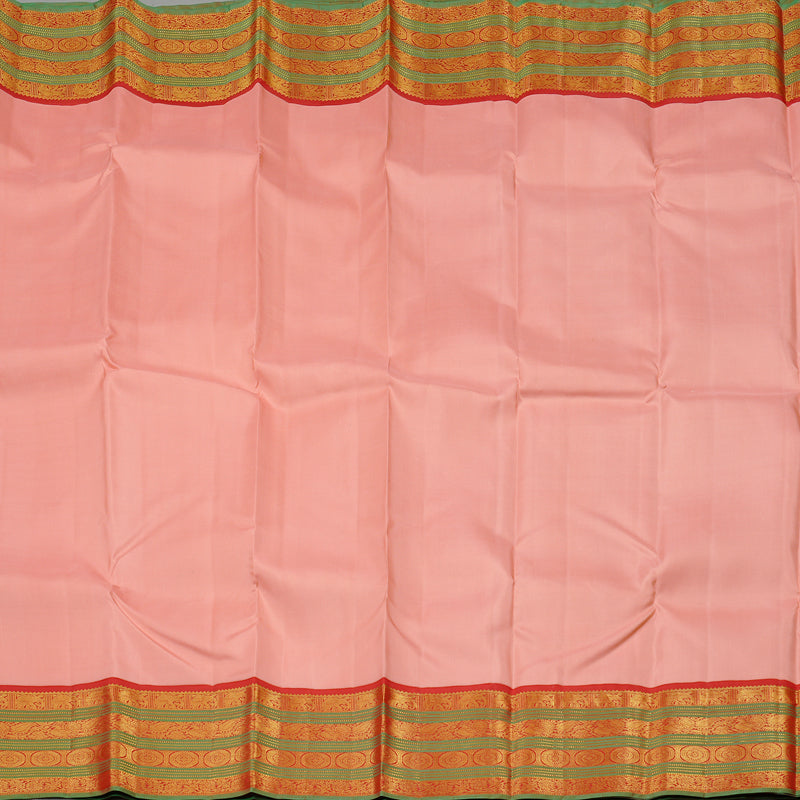 Hayagrivas Peach Pink Handloom Kanjivaram Silk Saree with Red Border KBD2094C2-8