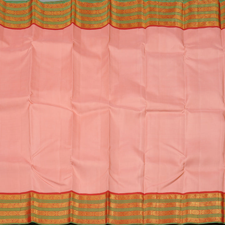 Hayagrivas Peach Pink Handloom Kanjivaram Silk Saree with Red Border KBD2094C2-8