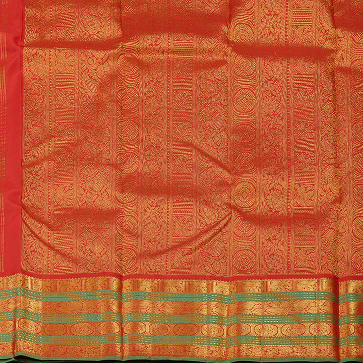 Hayagrivas Peach Pink Handloom Kanjivaram Silk Saree with Red Border KBD2094C2-8