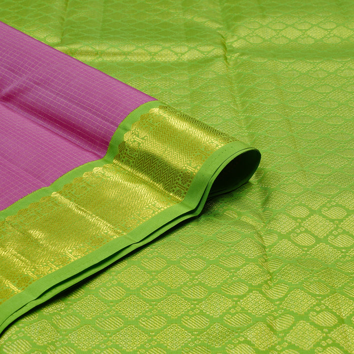 Hayagrivas Purple Handloom Kanjivaram Silk Saree with Light Green Border KBD2094C21-1