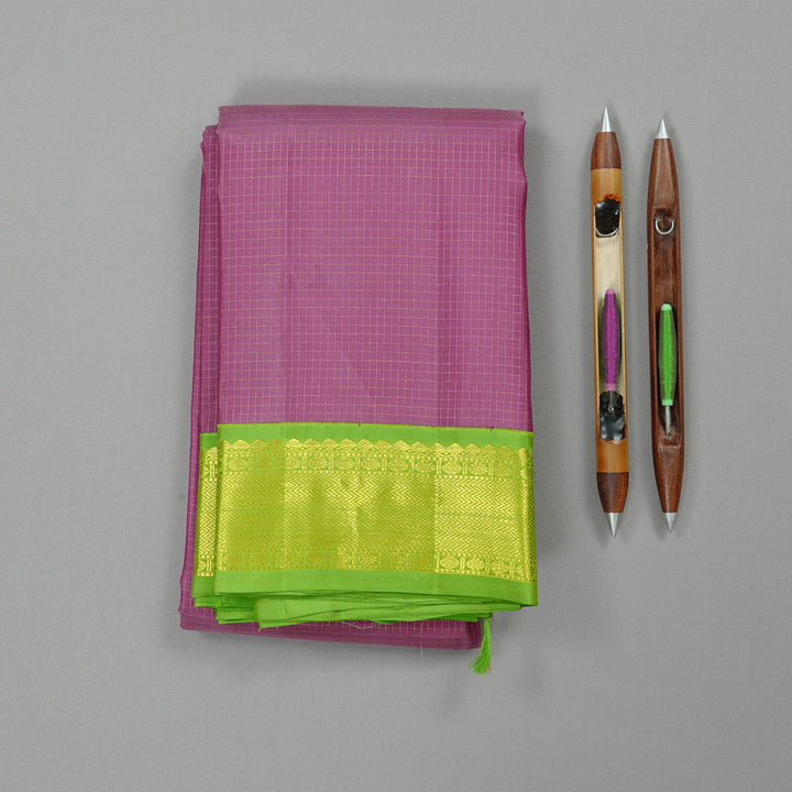 Hayagrivas Purple Handloom Kanjivaram Silk Saree with Light Green Border KBD2094C21-1
