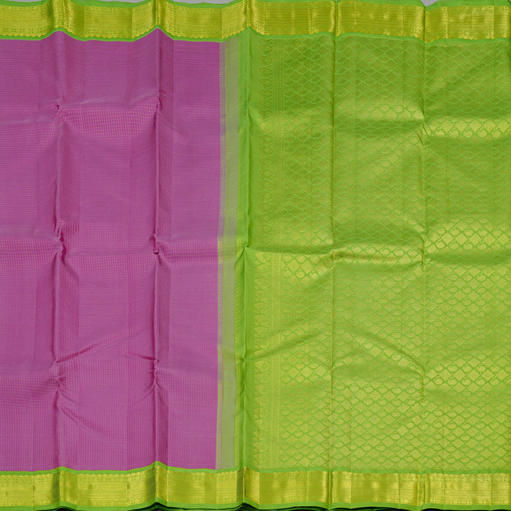 Hayagrivas Purple Handloom Kanjivaram Silk Saree with Light Green Border KBD2094C21-1