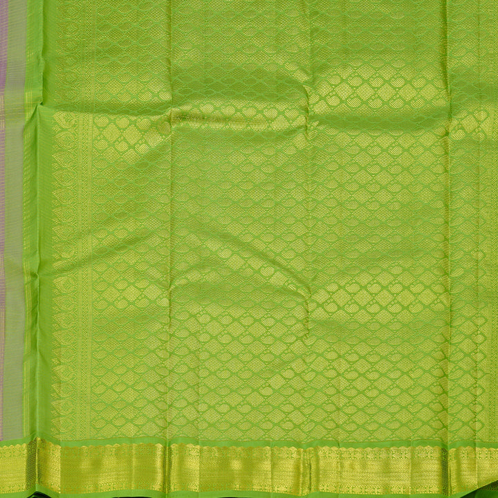 Hayagrivas Purple Handloom Kanjivaram Silk Saree with Light Green Border KBD2094C21-1