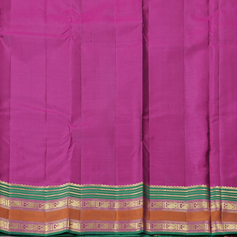 Hayagrivas Moong Dal Green Handloom Kanjivaram Silk Saree with Purple Border KBD2094C3-1