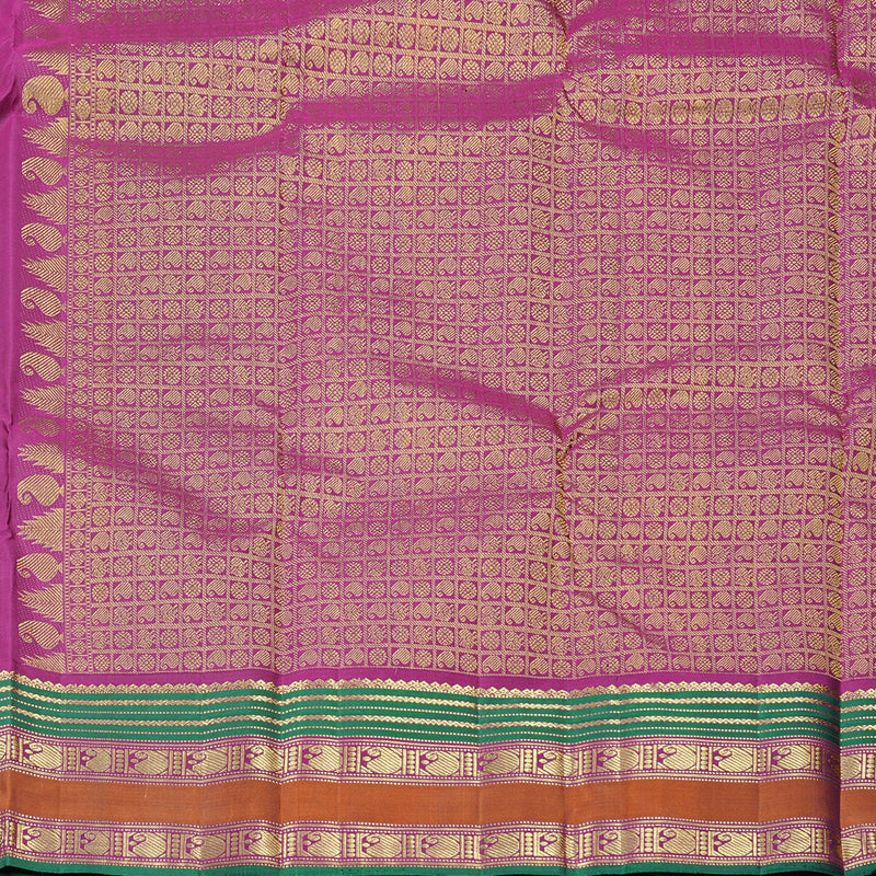 Hayagrivas Moong Dal Green Handloom Kanjivaram Silk Saree with Purple Border KBD2094C3-1