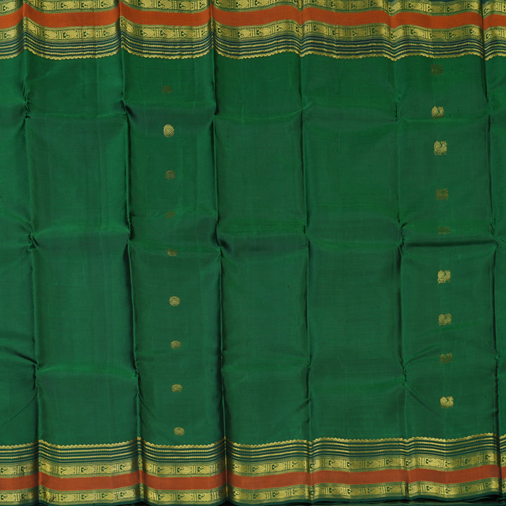Hayagrivas Handloom Dark Green Kanjivaram Silk Saree KBD2094C3-2