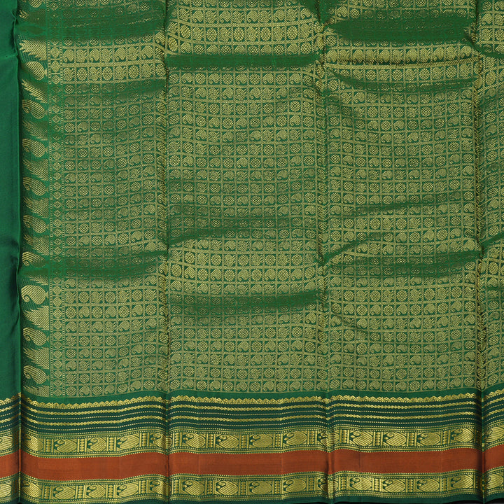 Hayagrivas Handloom Dark Green Kanjivaram Silk Saree KBD2094C3-2