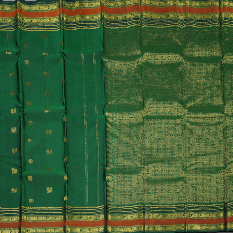Hayagrivas Handloom Dark Green Kanjivaram Silk Saree KBD2094C3-2