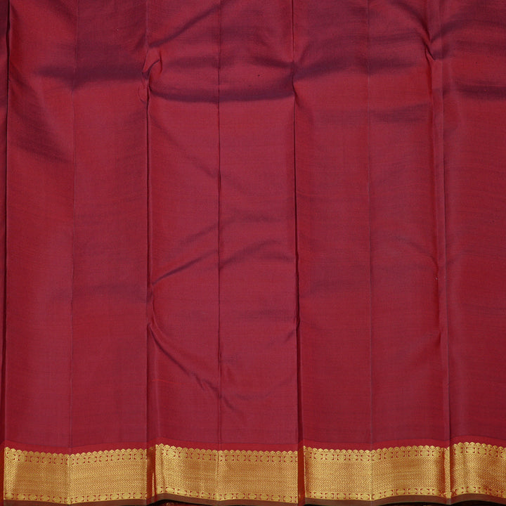 Hayagrivas Honey Mustard Handloom Kanjivaram Silk Saree with Dark Maroon Border KBD2094C4-1