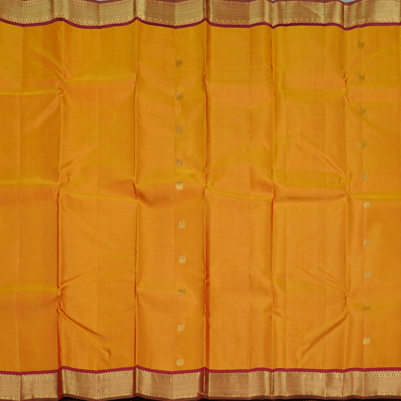 Hayagrivas Honey Mustard Handloom Kanjivaram Silk Saree with Dark Maroon Border KBD2094C4-1