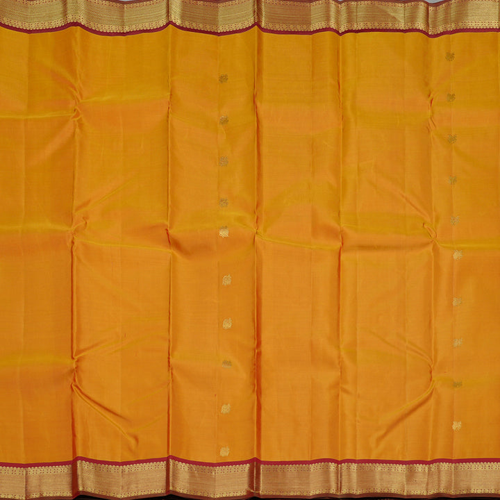 Hayagrivas Honey Mustard Handloom Kanjivaram Silk Saree with Dark Maroon Border KBD2094C4-1