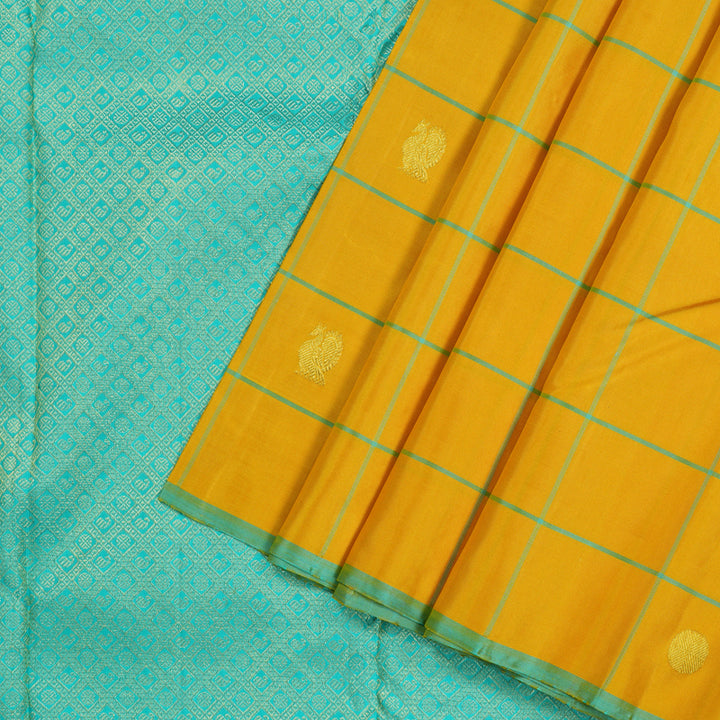 Hayagrivas Lemon Yellow Handloom Kanjivaram Silk Saree KBD2094C8-5