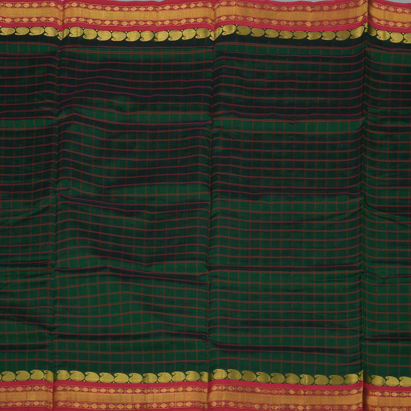 Hayagrivas Pure Silk Cotton Saree in Bottle Green with Red border KBD2095C6-6