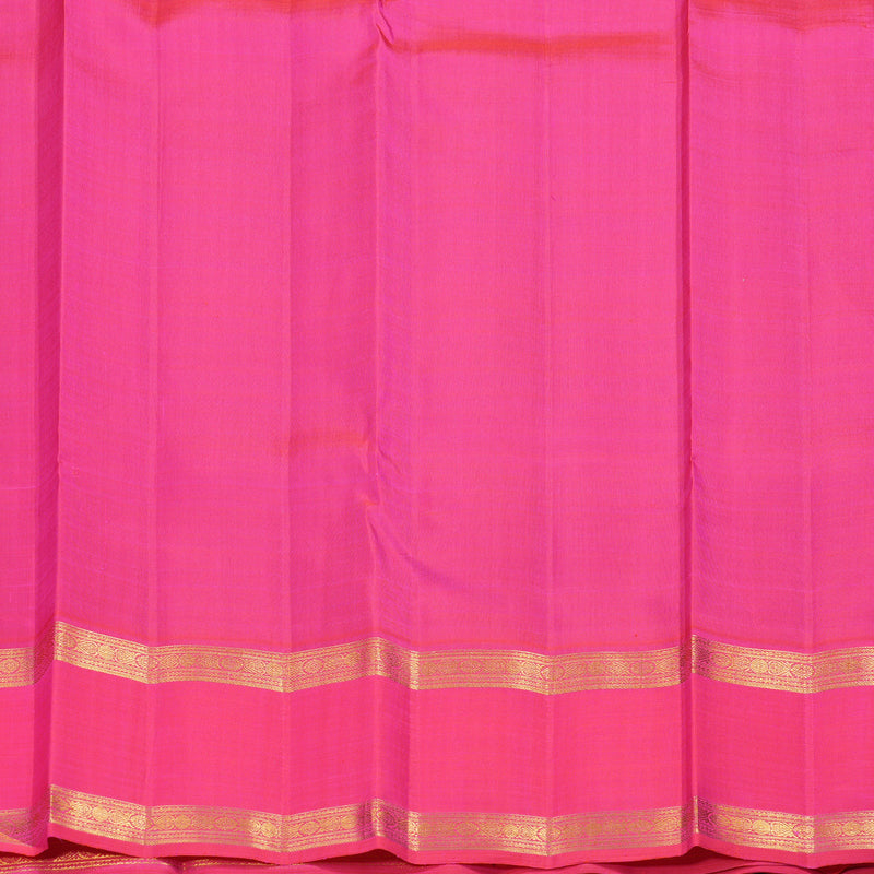 Hayagrivas Blue Handloom Kanjivaram Silk Saree with Orangish Pink Border KBD2099C1-1