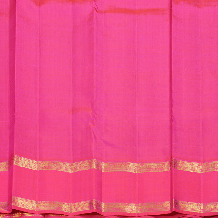 Hayagrivas Blue Handloom Kanjivaram Silk Saree with Orangish Pink Border KBD2099C1-1
