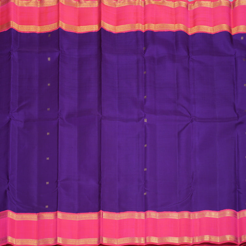 Hayagrivas Blue Handloom Kanjivaram Silk Saree with Orangish Pink Border KBD2099C1-1