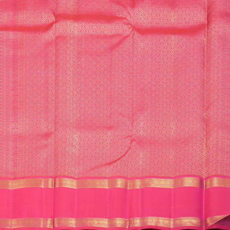 Hayagrivas Blue Handloom Kanjivaram Silk Saree with Orangish Pink Border KBD2099C1-1