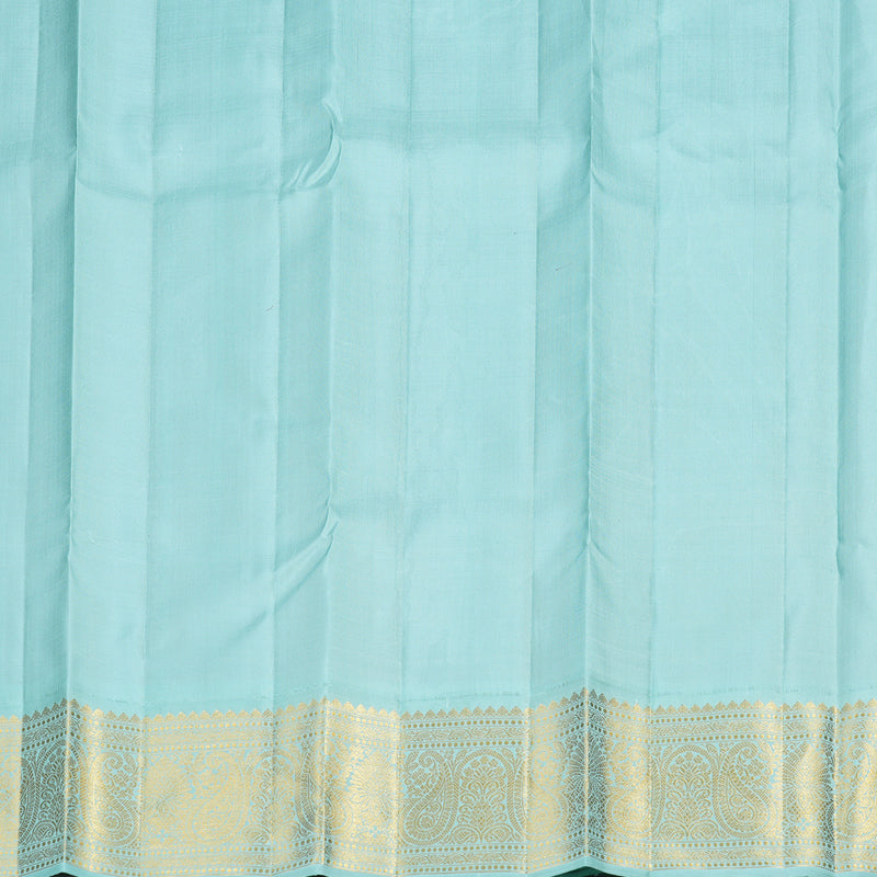 Hayagrivas Dark Brown Handloom Kanjivaram Silk Saree with Light Sky Blue Border KBD2099C2-1