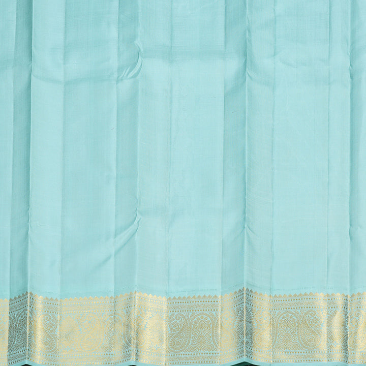 Hayagrivas Dark Brown Handloom Kanjivaram Silk Saree with Light Sky Blue Border KBD2099C2-1