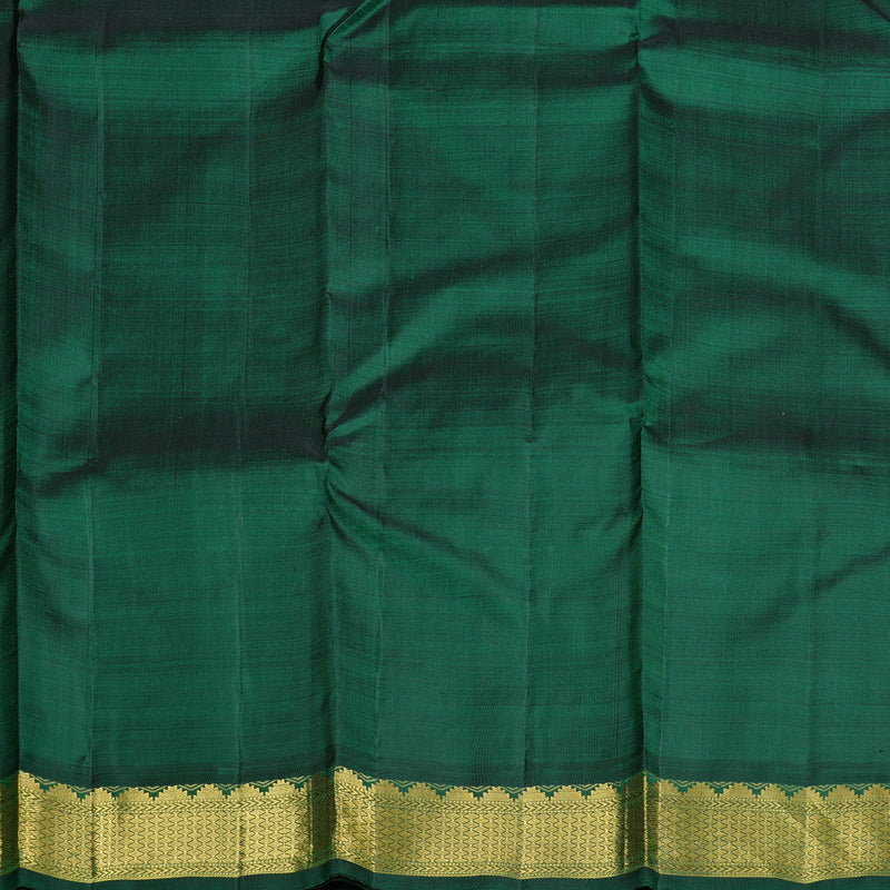 Hayagrivas Orange Handloom Kanjivaram Silk Saree with Bottle Green Border KBD2102C1-1