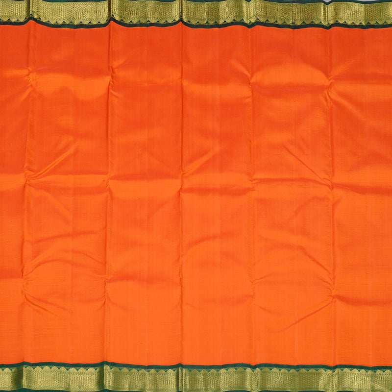 Hayagrivas Orange Handloom Kanjivaram Silk Saree with Bottle Green Border KBD2102C1-1