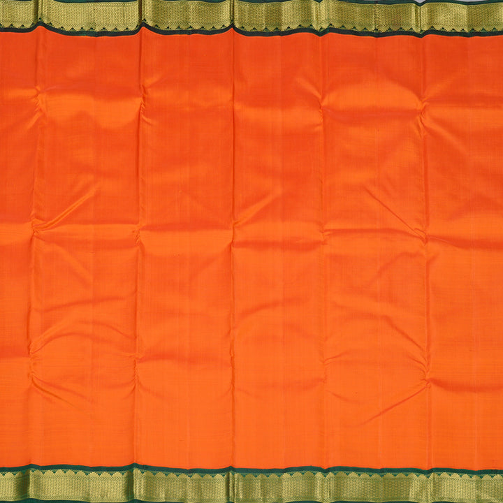 Hayagrivas Orange Handloom Kanjivaram Silk Saree with Bottle Green Border KBD2102C1-1