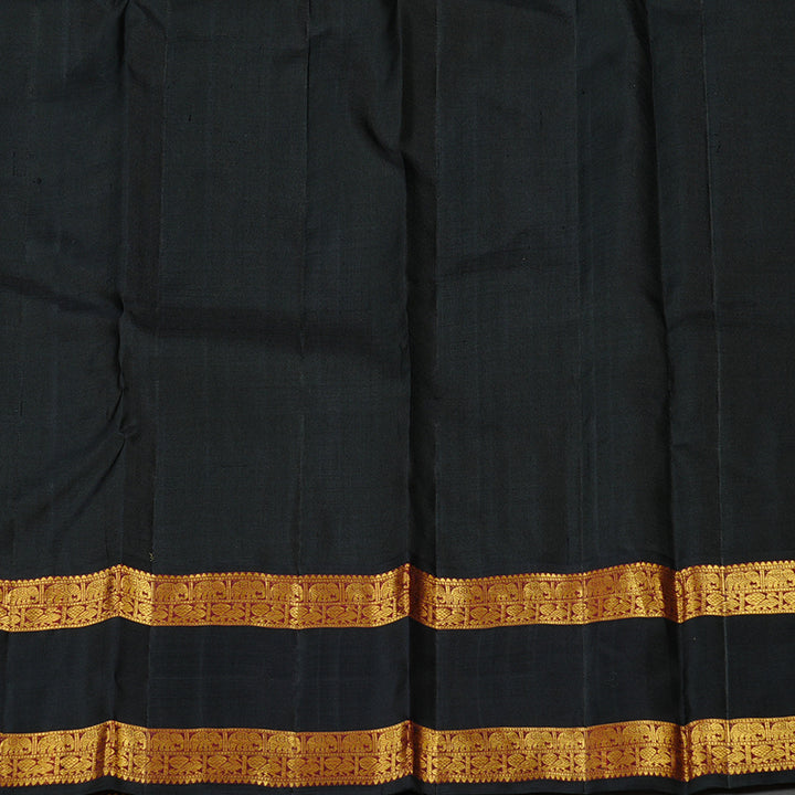 Hayagrivas Fluorescent Green Handloom Kanjivaram Silk Saree with Black Border KBD2102C2-1