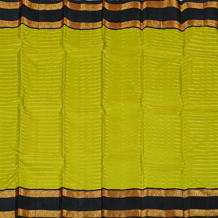 Hayagrivas Fluorescent Green Handloom Kanjivaram Silk Saree with Black Border KBD2102C2-1