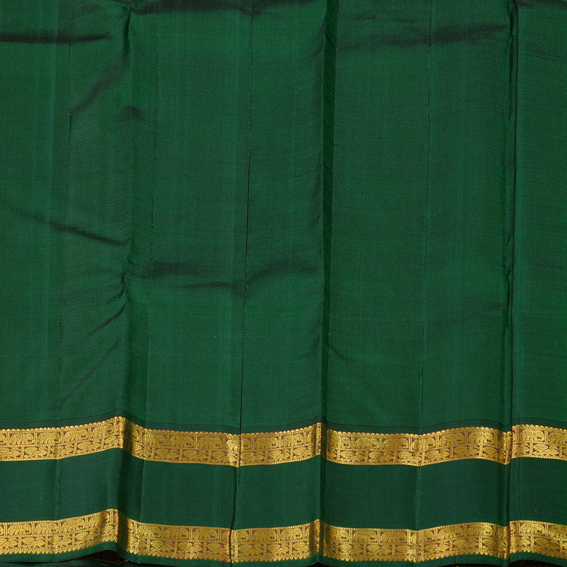 Hayagrivas Mango Yellow Handloom Kanjivaram Silk Saree with Bottle Green Border KBD2102C3-1