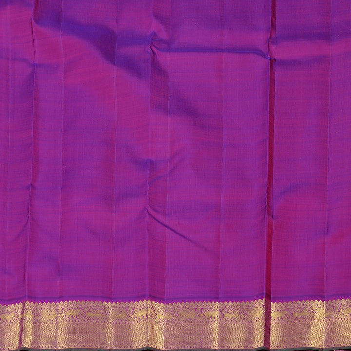Hayagrivas Yellow Handloom Kanjivaram Silk Saree with Purple Border KBF134D4-1