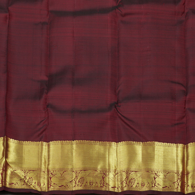 Hayagrivas Handloom Kanjivaram Silk Saree in Glamorous Wine Maroon KBD2104C1-1