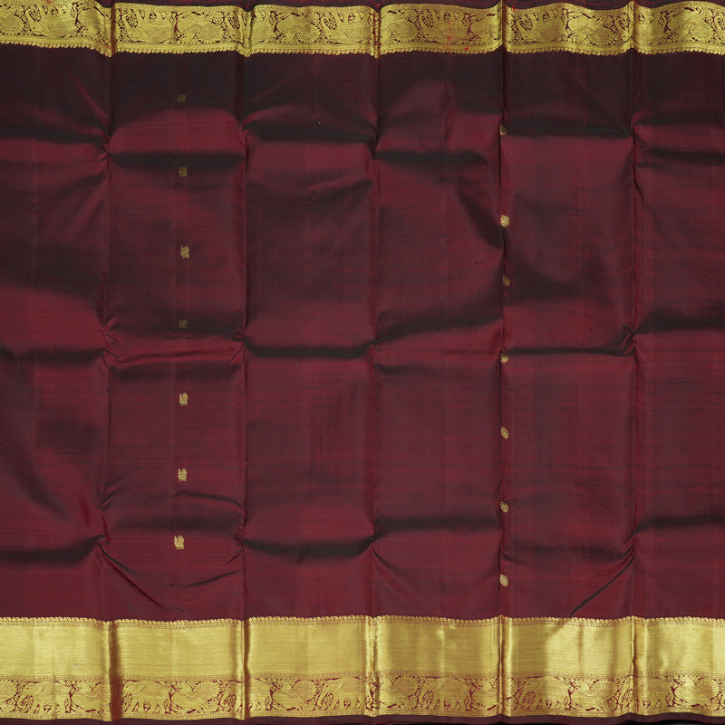 Hayagrivas Handloom Kanjivaram Silk Saree in Glamorous Wine Maroon KBD2104C1-1