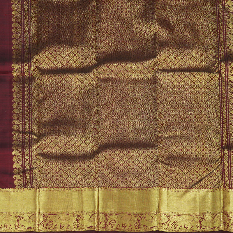 Hayagrivas Handloom Kanjivaram Silk Saree in Glamorous Wine Maroon KBD2104C1-1