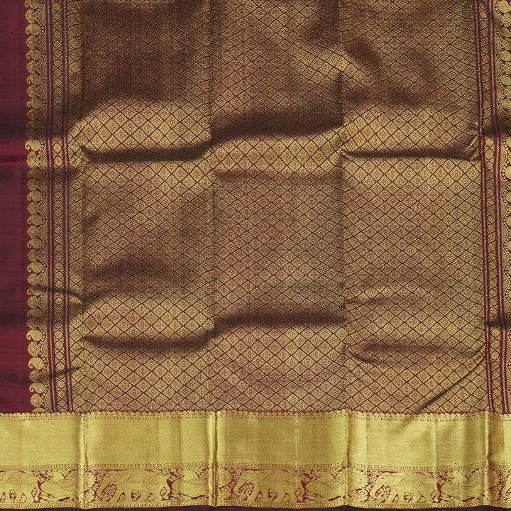 Hayagrivas Handloom Kanjivaram Silk Saree in Glamorous Wine Maroon KBD2104C1-1