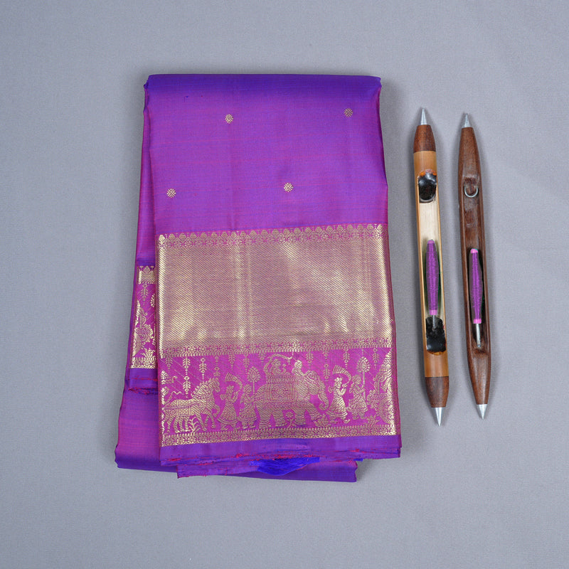 Hayagrivas Purple Handloom Kanjivaram Silk Saree KBD2104C1-4