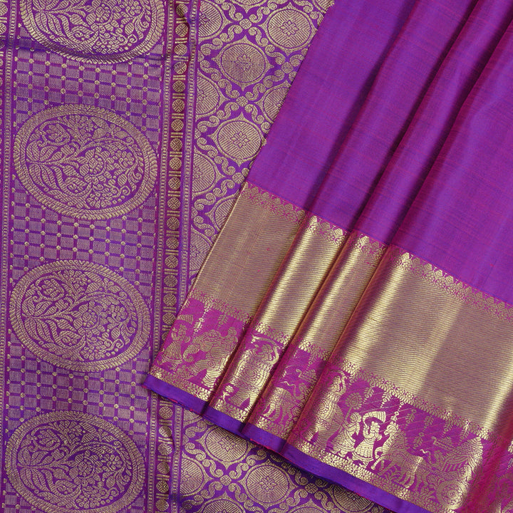 Hayagrivas Purple Handloom Kanjivaram Silk Saree KBD2104C1-4
