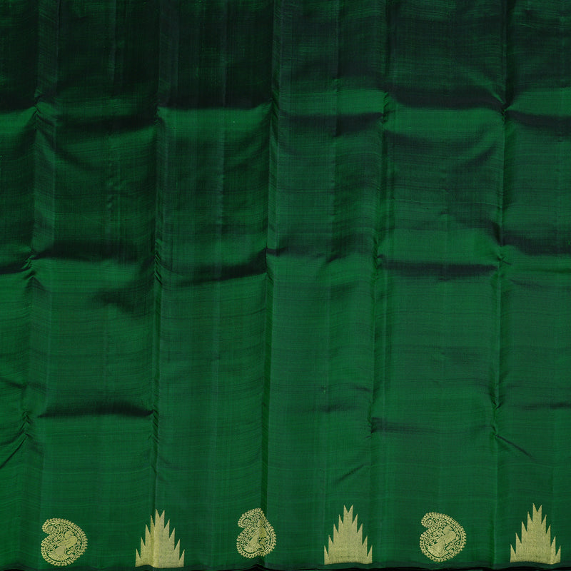 Hayagrivas Bottle Green Handloom Kanjivaram Silk Saree with Bottle Green Border KBD2104C3-2