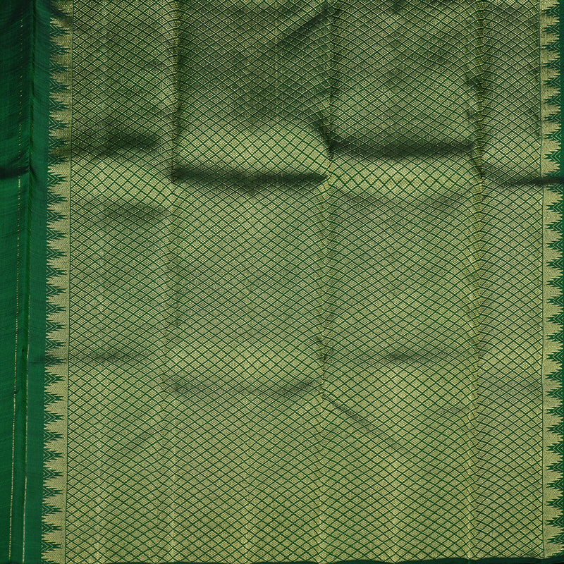 Hayagrivas Bottle Green Handloom Kanjivaram Silk Saree with Bottle Green Border KBD2104C3-2