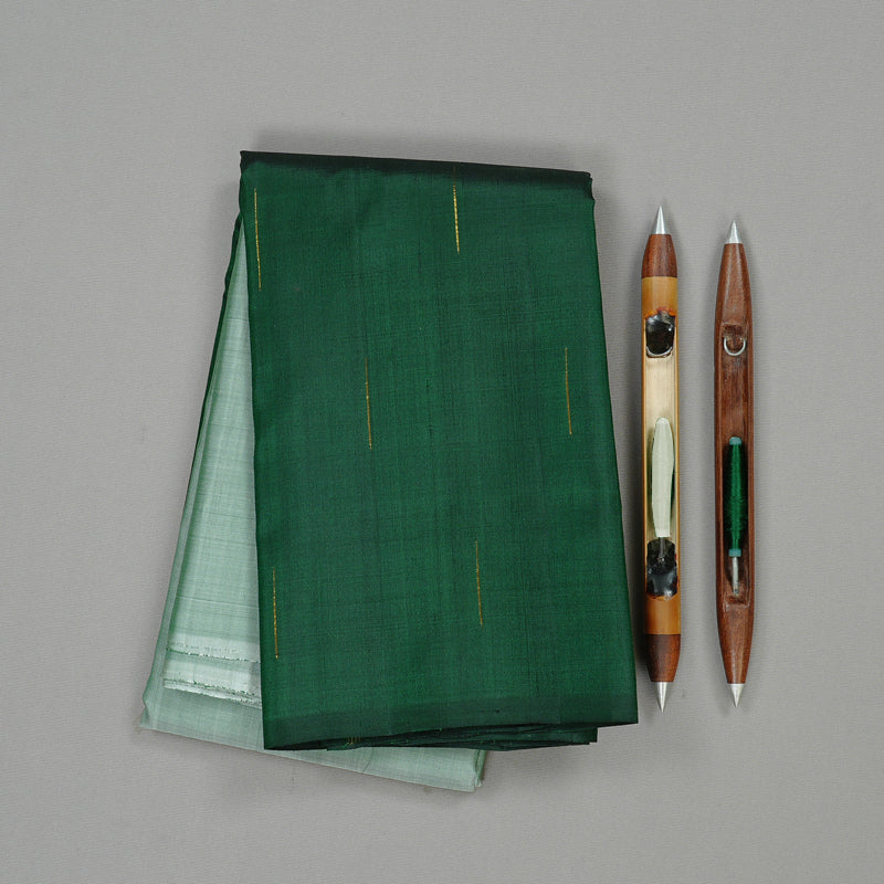 Hayagrivas Silver Grey And Bottle Green Handloom Kanjivaram Silk Saree KBD2105C1-1