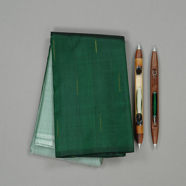 Hayagrivas Silver Grey And Bottle Green Handloom Kanjivaram Silk Saree KBD2105C1-1