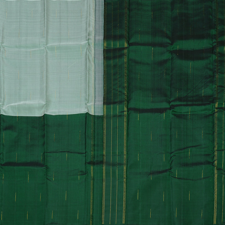 Hayagrivas Silver Grey And Bottle Green Handloom Kanjivaram Silk Saree KBD2105C1-1