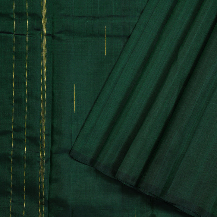 Hayagrivas Silver Grey And Bottle Green Handloom Kanjivaram Silk Saree KBD2105C1-1