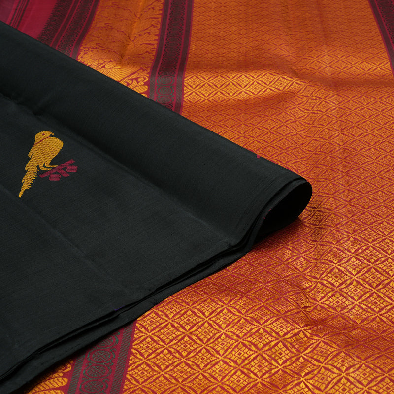 Hayagrivas Black Handloom Kanjivaram Silk Saree KBD2105C5-1