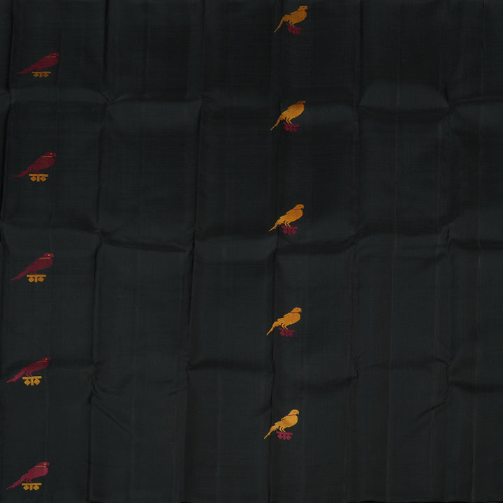 Hayagrivas Black Handloom Kanjivaram Silk Saree KBD2105C5-1