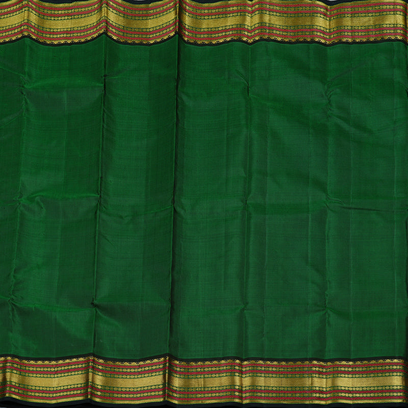 Hayagrivas Bottle Green Handloom Kanjivaram Silk Saree with Black Border KBD2105C6-2